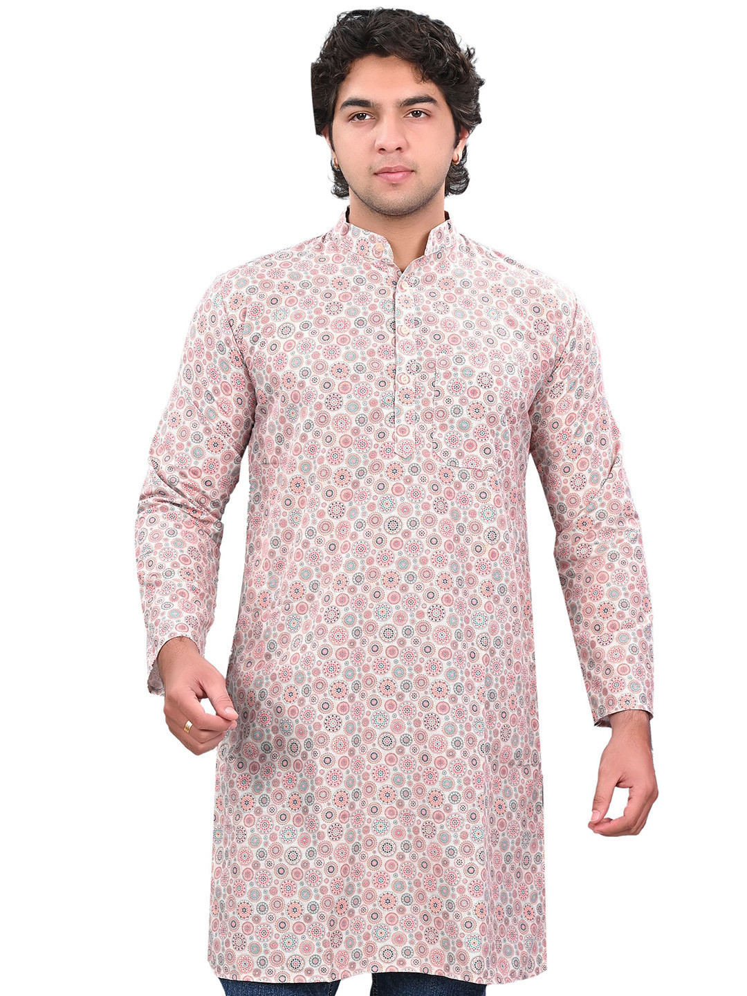 Kripto Katrox Floral Printed Mandarin Collar Kurta