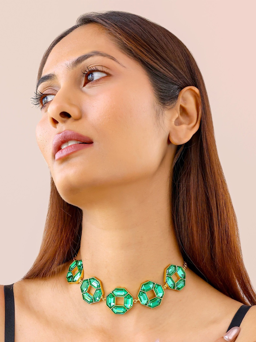 BBlingg Emerald Studded Statement Necklace