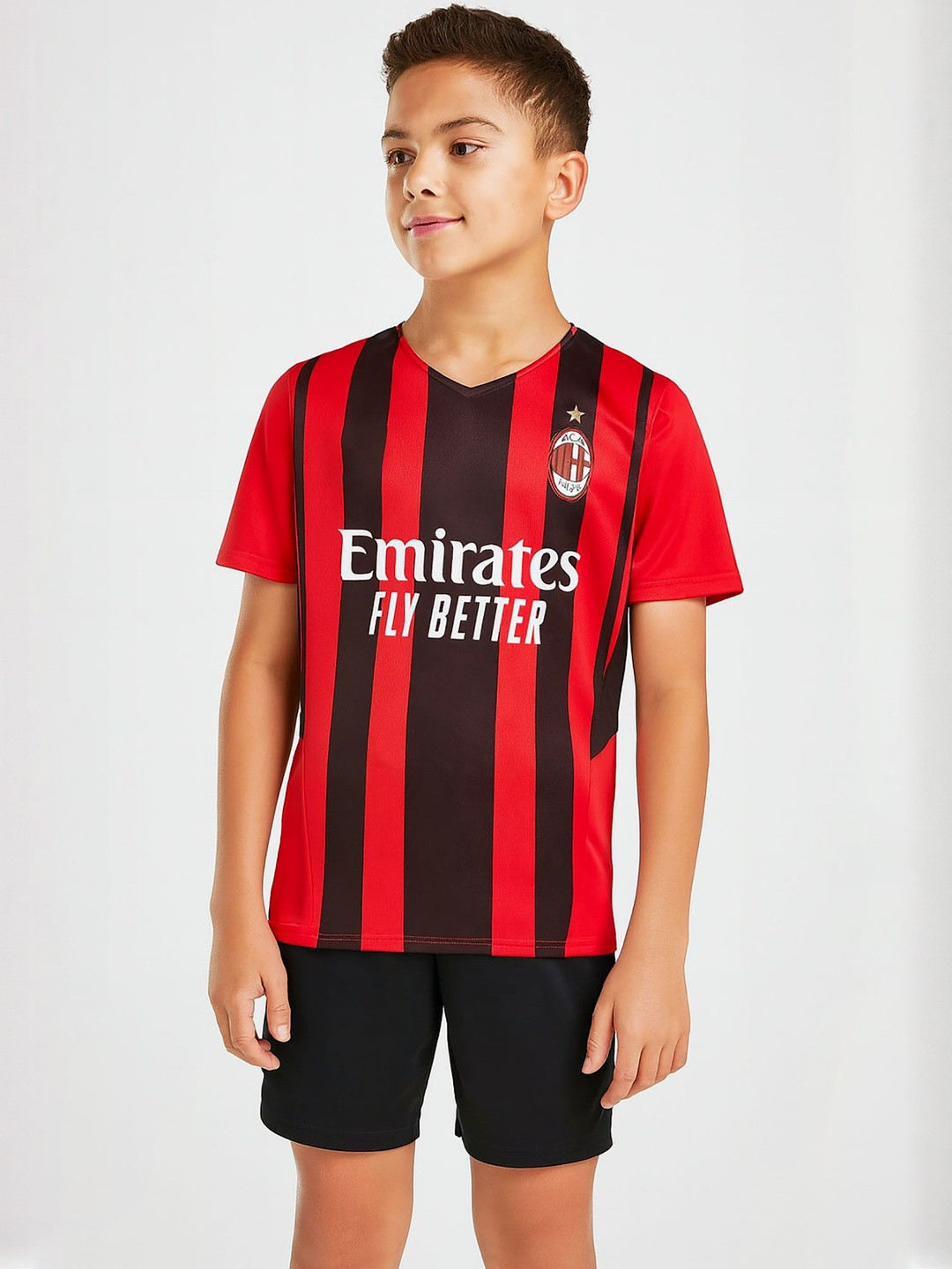dostitch Boys Red AC Milan Ibrahimovic #11 Football Jersey T-Shirt & Short Set