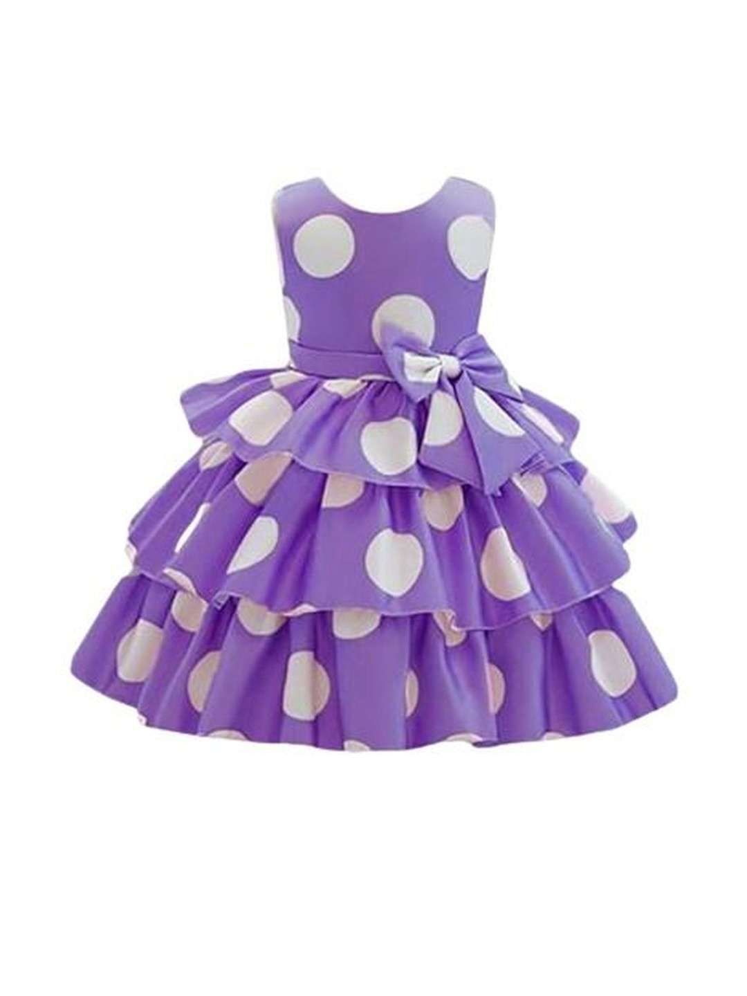 SKYTERIA Kids-Unisex Purple Printed Silk A-Line Dresses