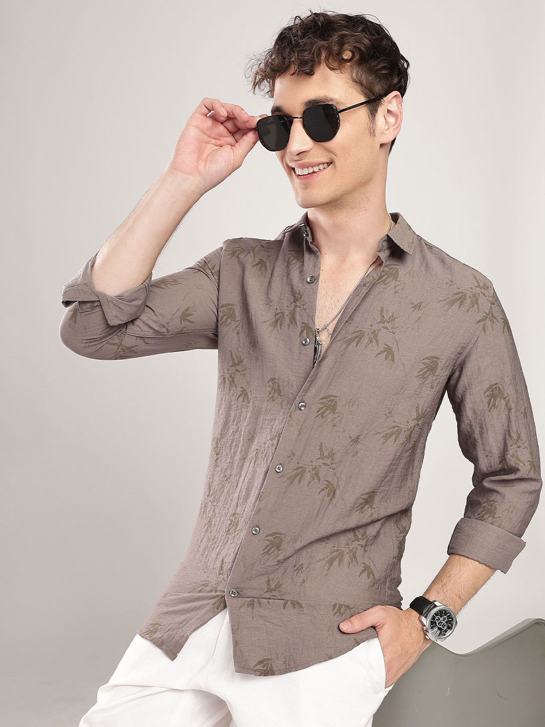 THE BEETEL HOUSE Men Linen Like Printed Regular Slim Fit Casual Shirt