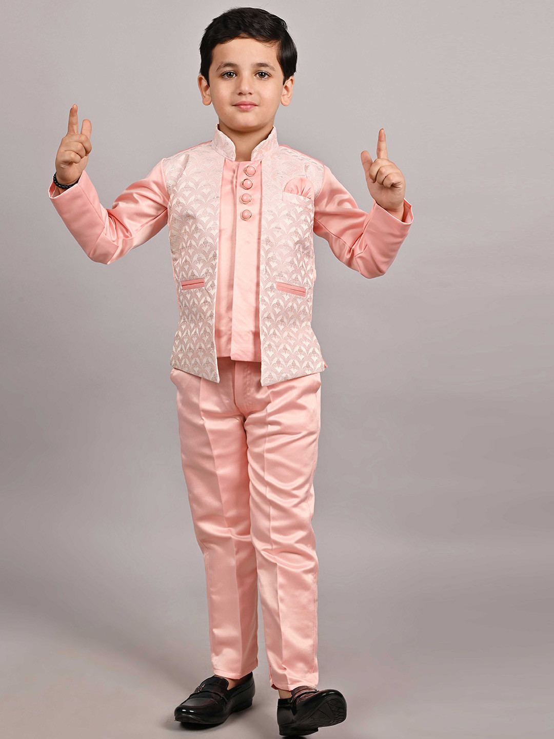 BAESD Boys Printed Indo Western 2 Piece Suit Set