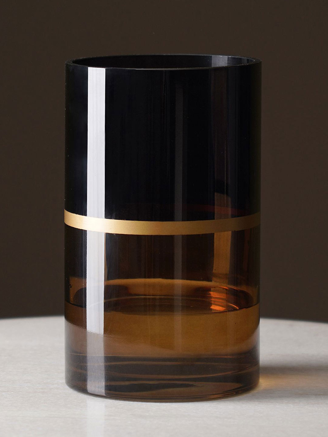 Pure Home and Living Brown & Black Two Tone Cylindrical Glass Vase