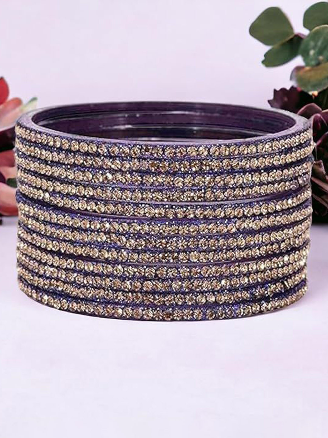 FOMIKA Set Of 12 Zircon Studded Bangles