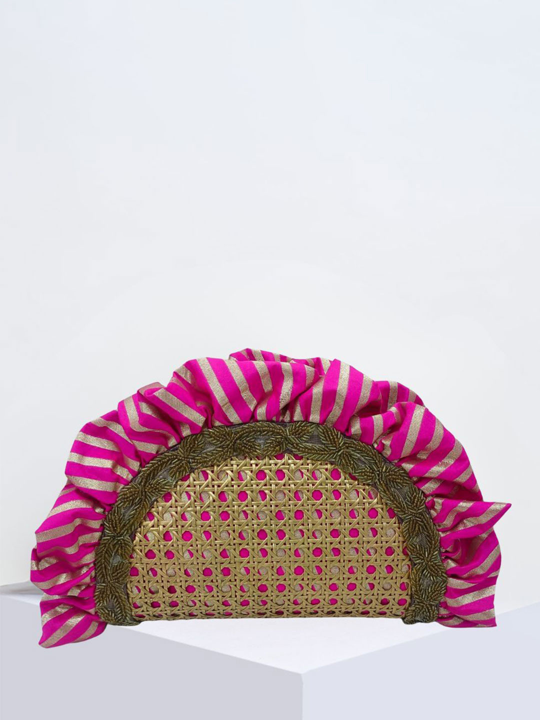 Oddcat Women Brocade Textured Frill-ah Clutch