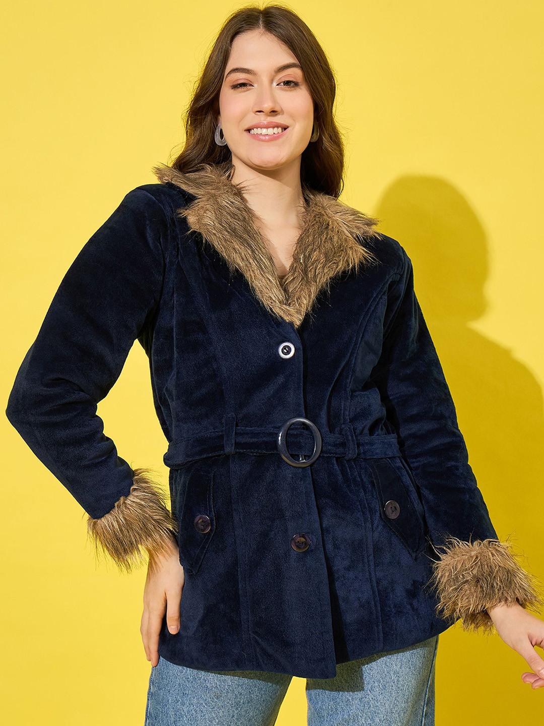 DIMPY GARMENTS Women Lapel Collar Solid Asymmetric Closure Parka Jacket