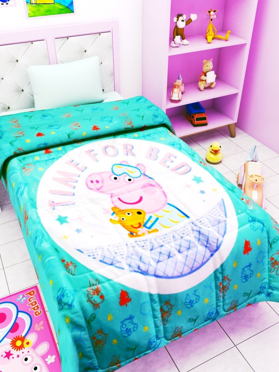 Athom Living Peppa Pig Themed Kids 360 GSM Single Bed AC comforter