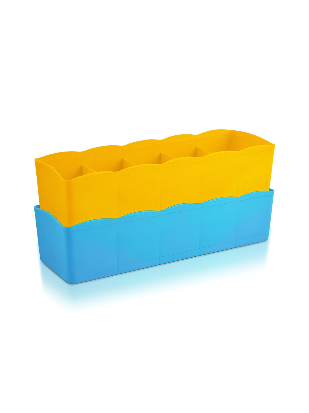 Aura Blue & Yellow 2 Pieces 5 Grid Desk Organisers