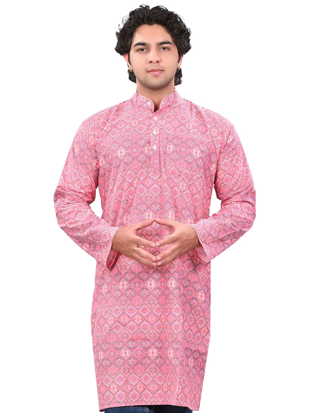 Kripto Katrox Geometric Printed Mandarin Collar Kurta