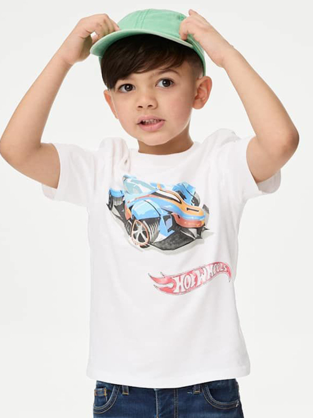 Marks & Spencer Boys Hot Wheels Graphic Printed Round Neck Pure Cotton T-shirt