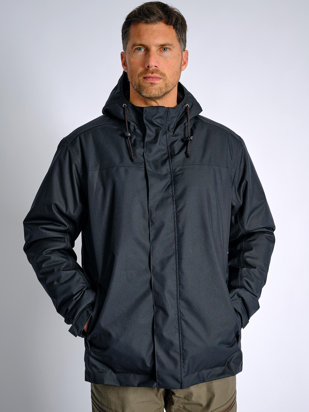 Decathlon SOLOGNAC Men Black Warm Waterproof Jacket Upto -10 deg C