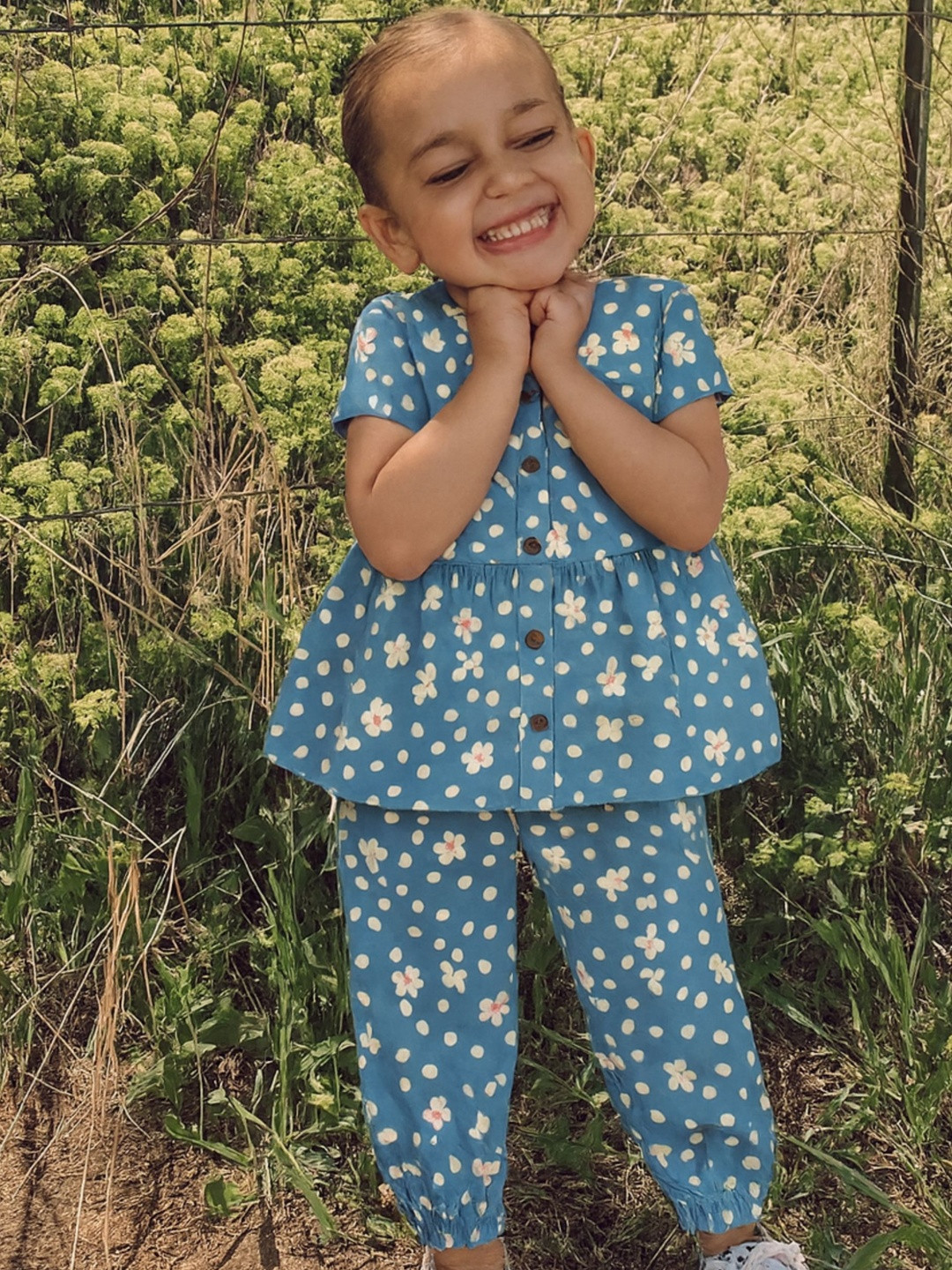 KICO Girls Blue Printed Blueberry Bloom Co-Ord