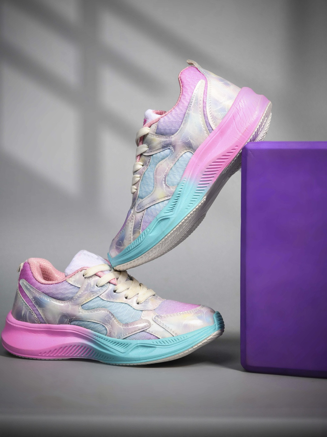 PU-PINE Boys Pink Textile With PVC Sole Slip-On Sneakers