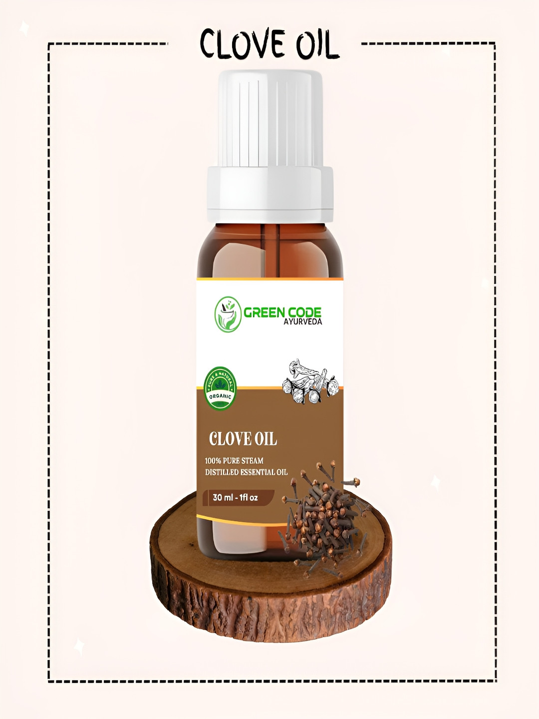 GREEN CODE AYURVEDA 100% Pure Steam Clove Distilled Essential Oil - 30 ml