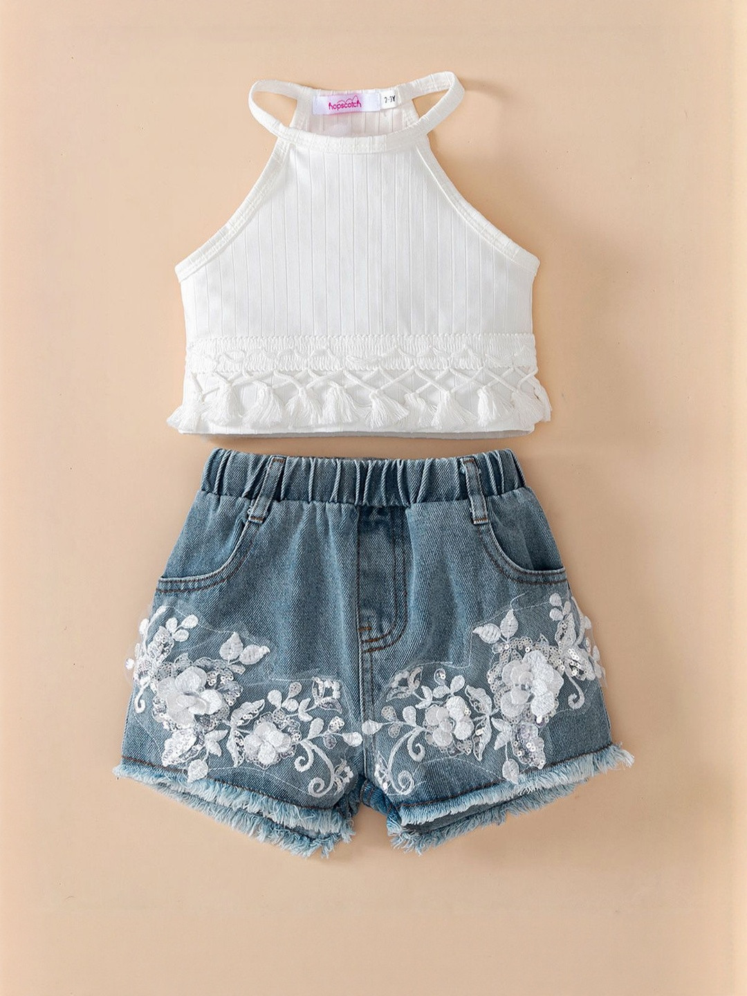 Hopscotch Girls Printed 2 Pieces Embellished Clothing Set