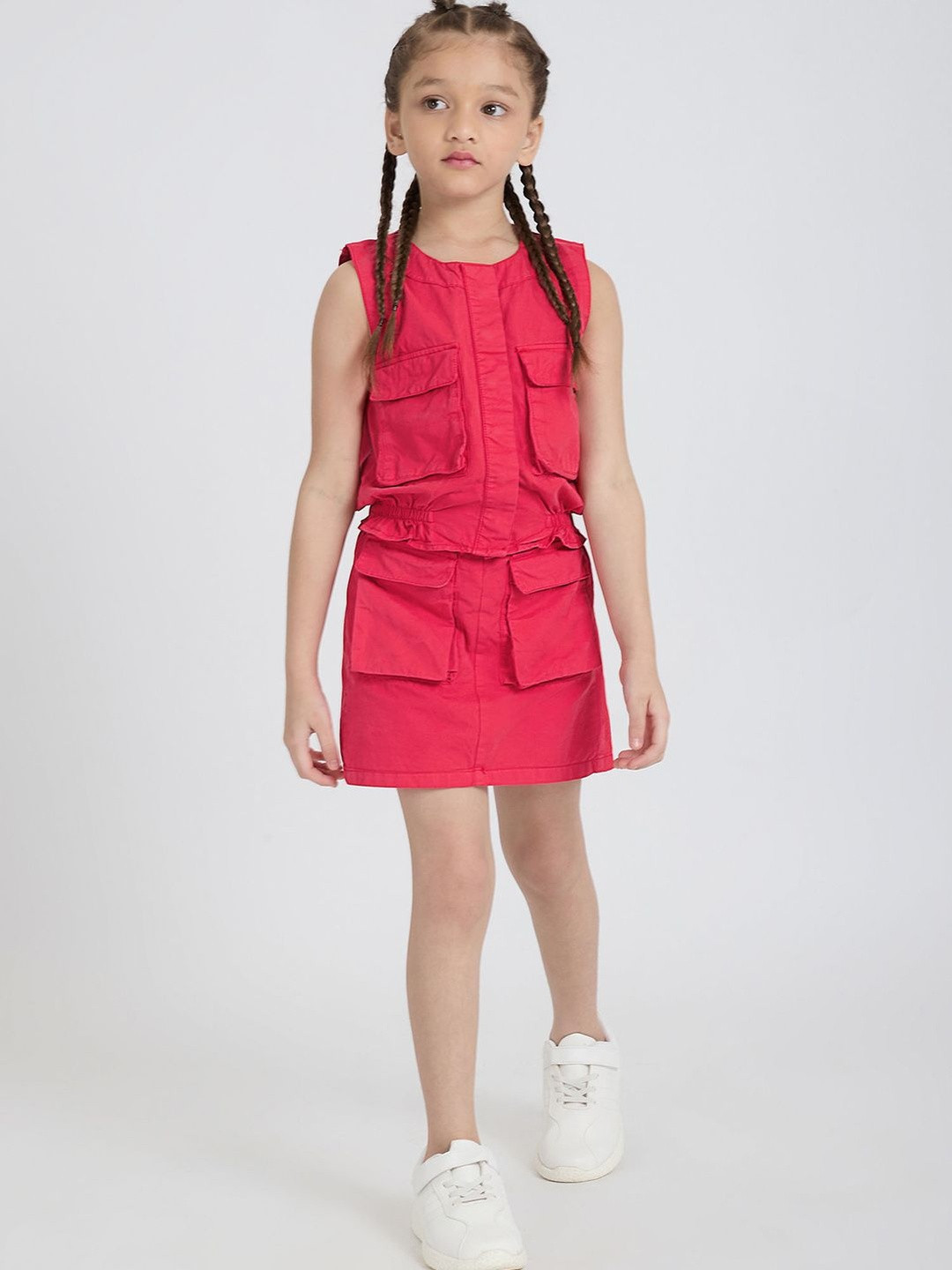 Hopscotch Girls Cotton Twill Cargo Blouse & Skirt Clothing Set