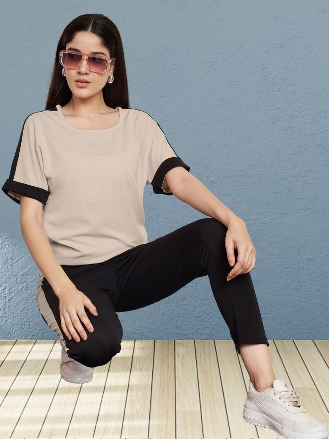 Moda Rapido Women Beige & Black Tracksuit