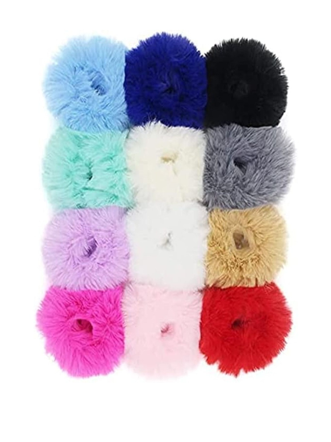 alamodey Girls Set of 12 Fur Multicolor Rubberbands