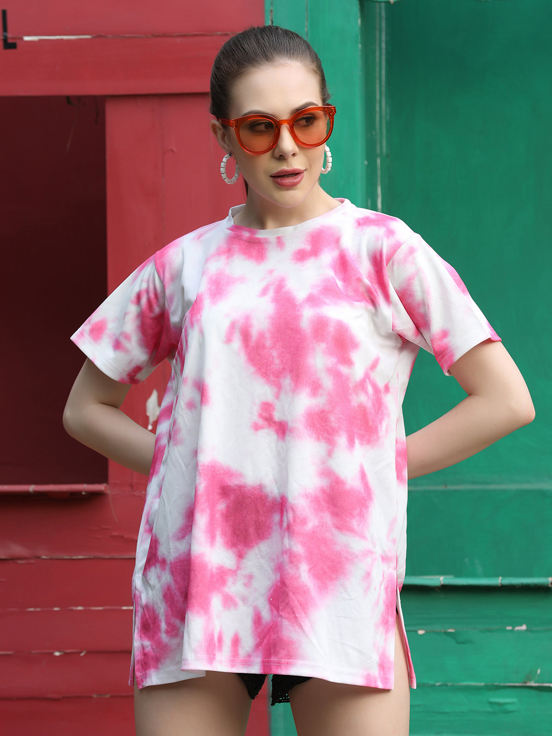 M&H Easy Women Dyed Round Neck Relaxed Fit T-shirt