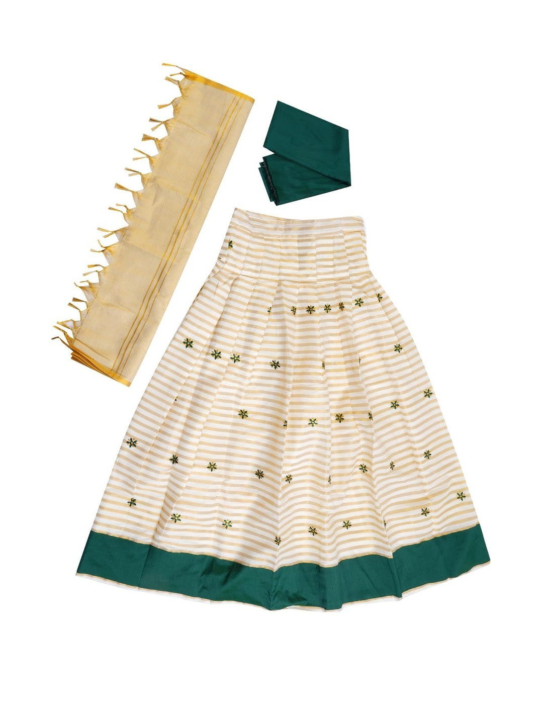 SKV ETHNIVERSE Women Semi-Stitched Thread Work Lehenga & Unstitched Blouse With Dupatta