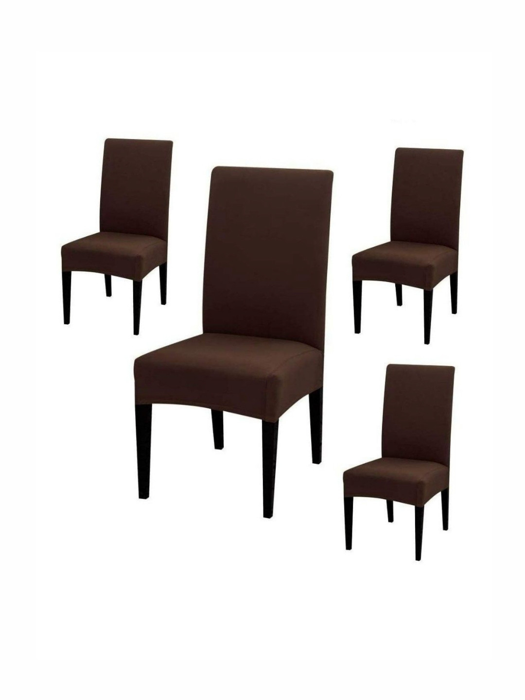 UrbanArts 4 Pieces Coffee Brown Stretchable Chair Cover