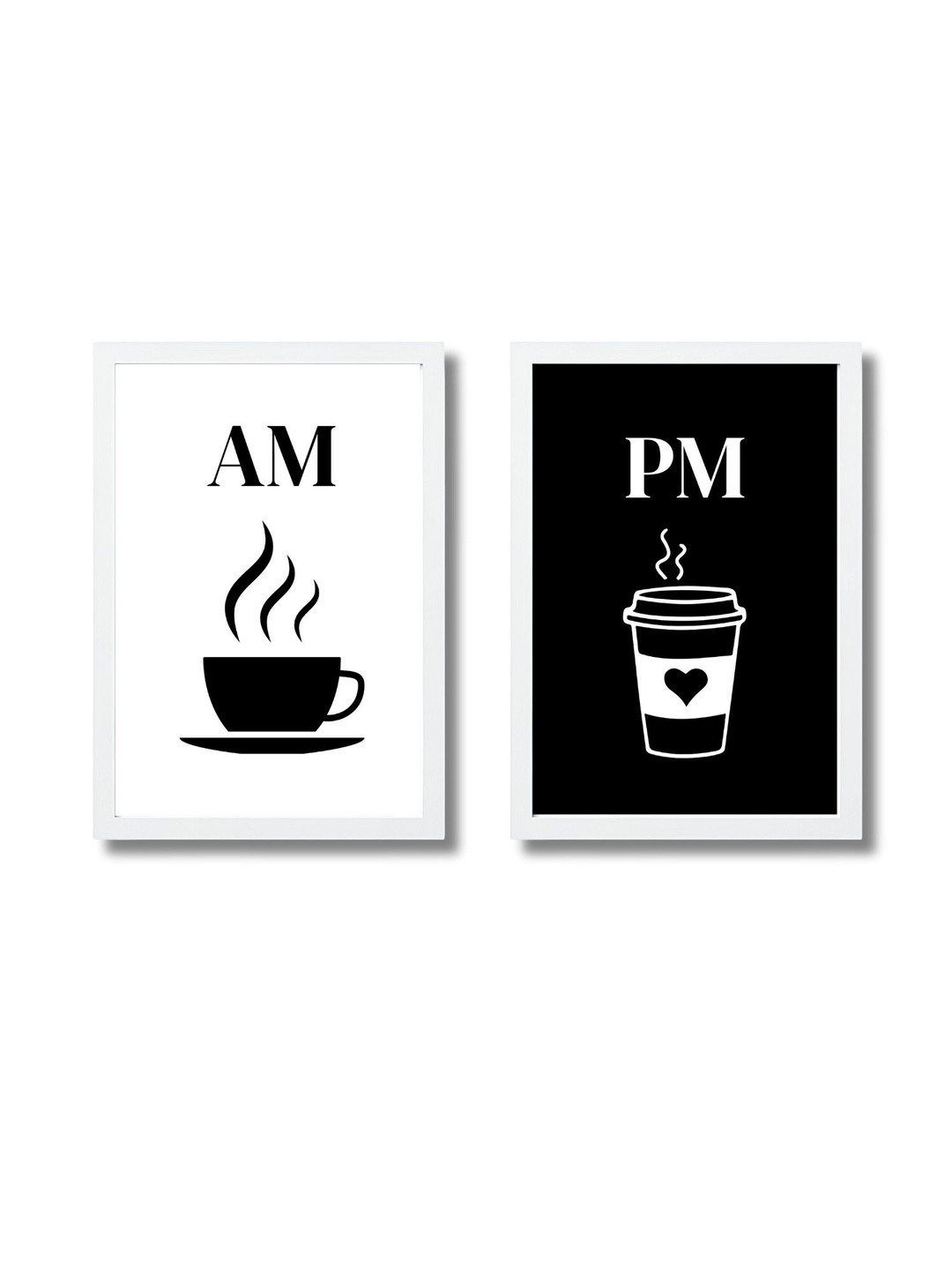 Aisha Decorz Black & White Set of 2 Wooden Coffee Wall Paintings