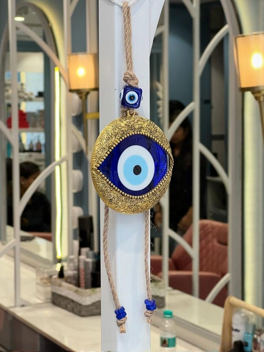 BLUE BEADS Blue Set Of 2 Evil Eye Wall & Door Hangings