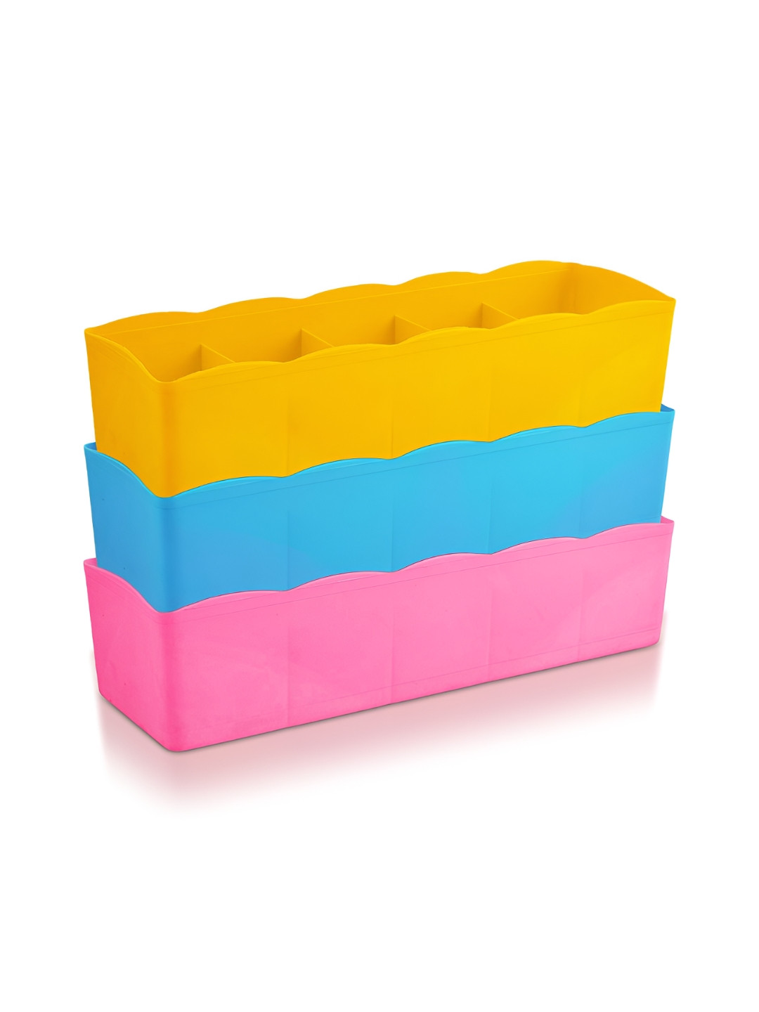 Aura Yellow & Pink 3 Pieces 5 Grid Desk Organisers