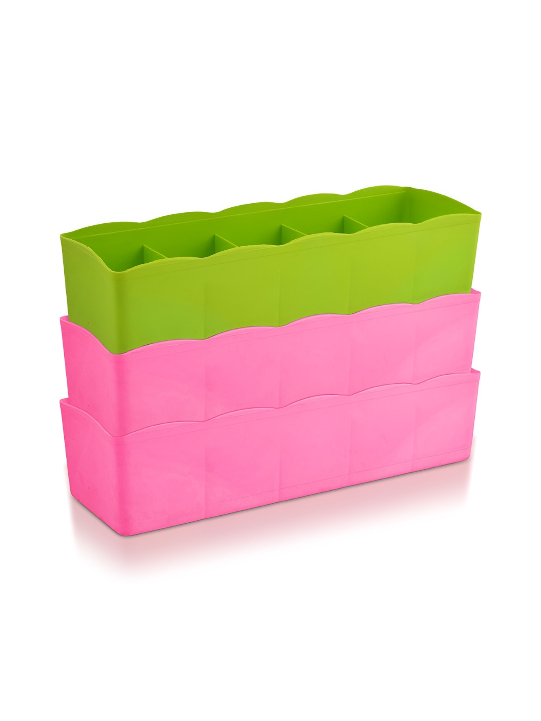 Aura Pink & Green 3 Pieces 5 Grid Undergarment Desk Organisers