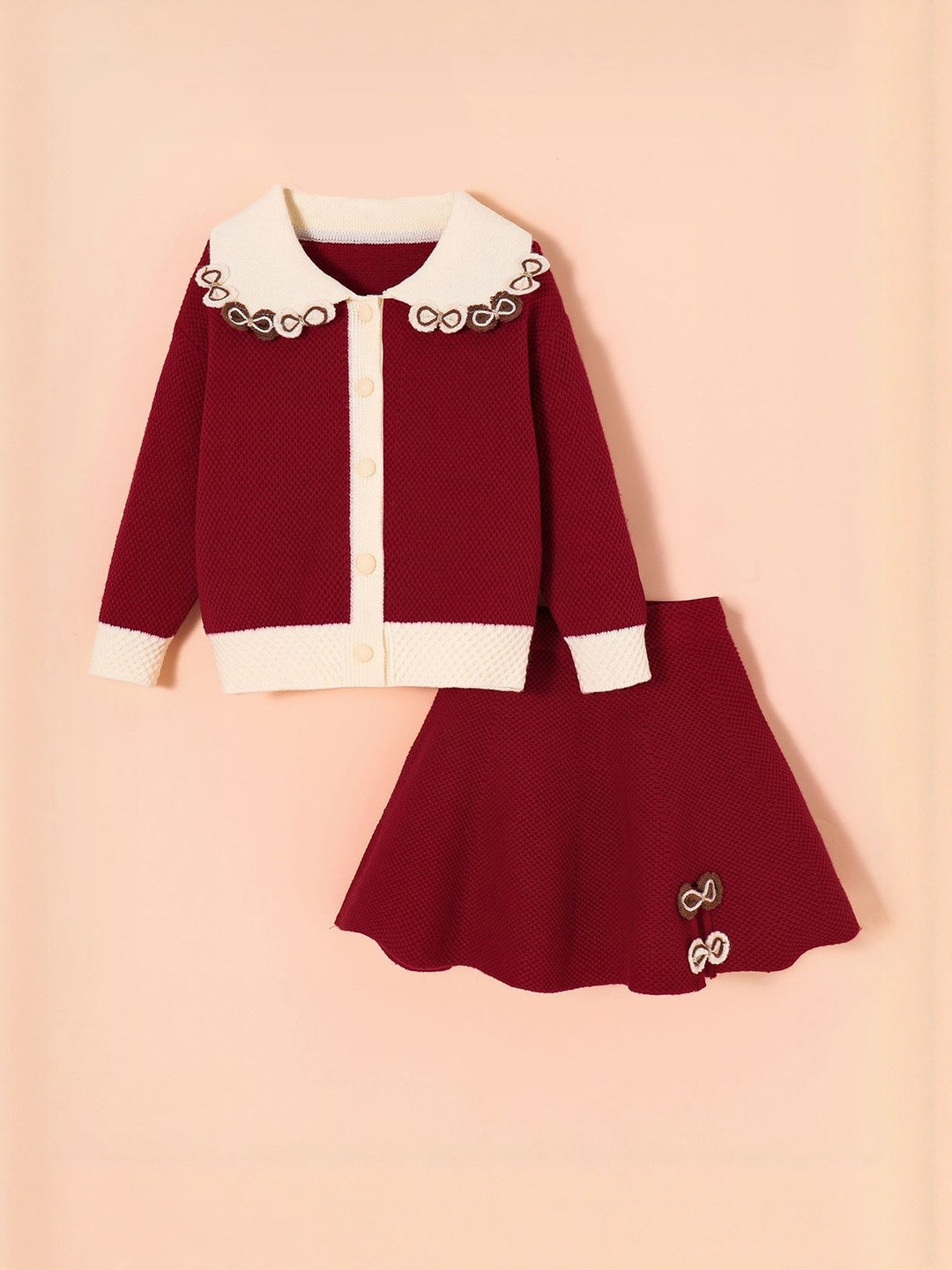 Hopscotch Girls Maroon Coat with Skirt