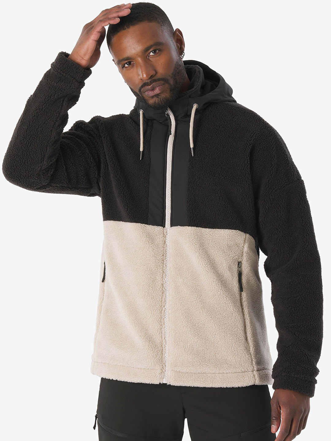 Decathlon QUECHUA Men Beige Hiking Warm Sherpa Fleece Jacket