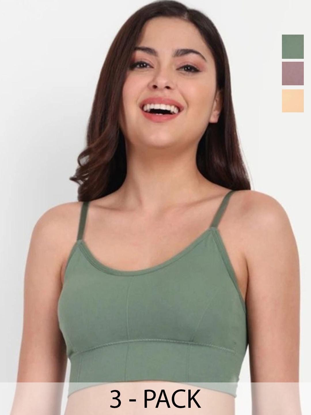 LE CRAF Pack Of 3 Dry Fit Full Coverage Lightly Padded Bralette Bras