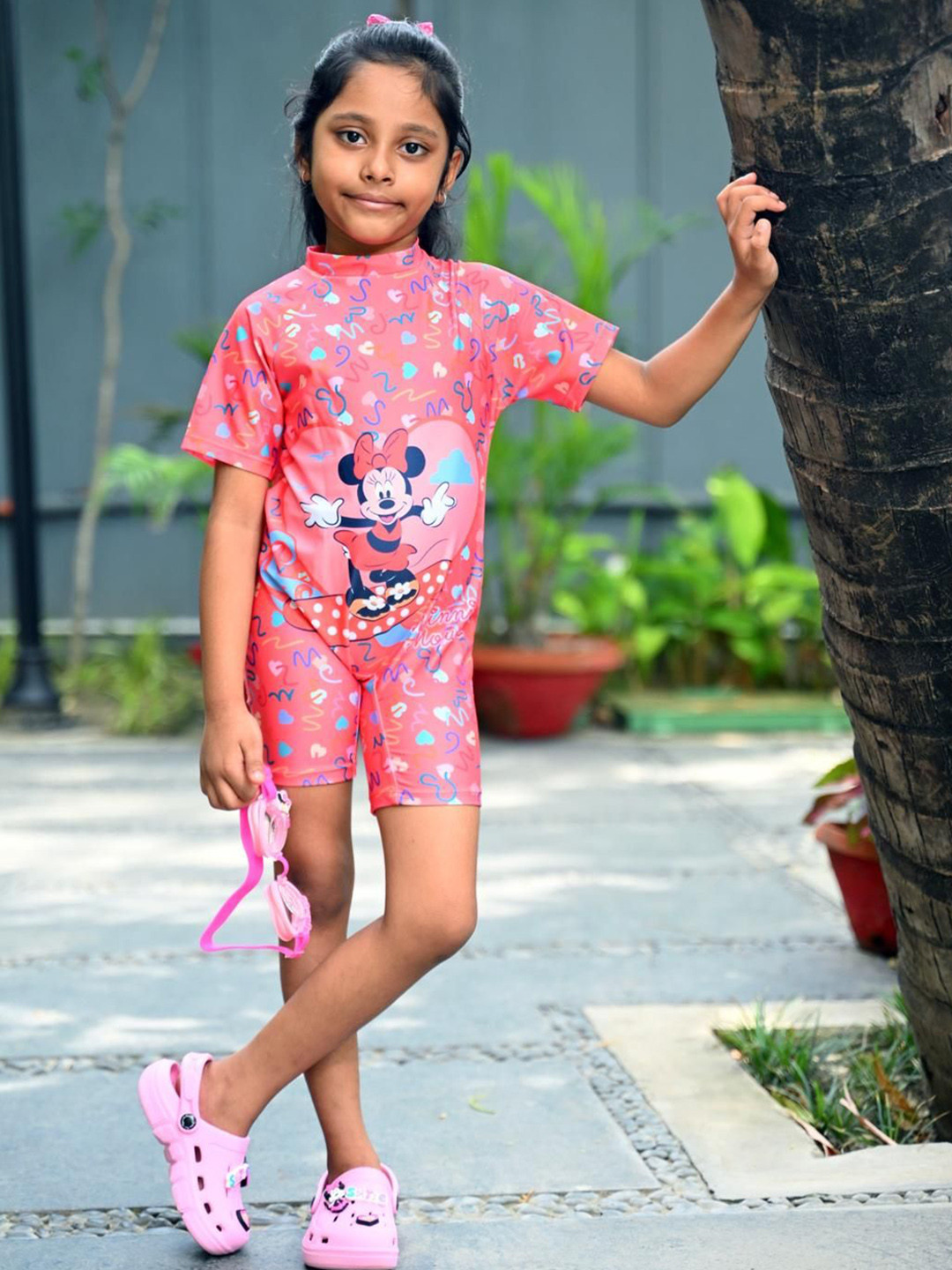 Yellow Bee Girls Disney Minnie Mouse Printed Legsuit