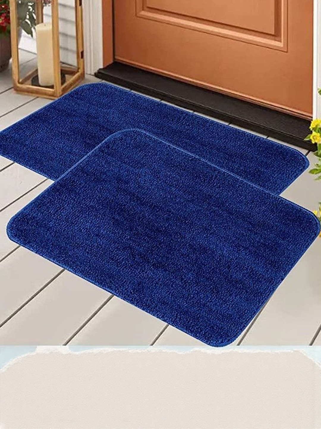 RJVT Navy Blue Microfibre 1400 GSM Bath Rugs