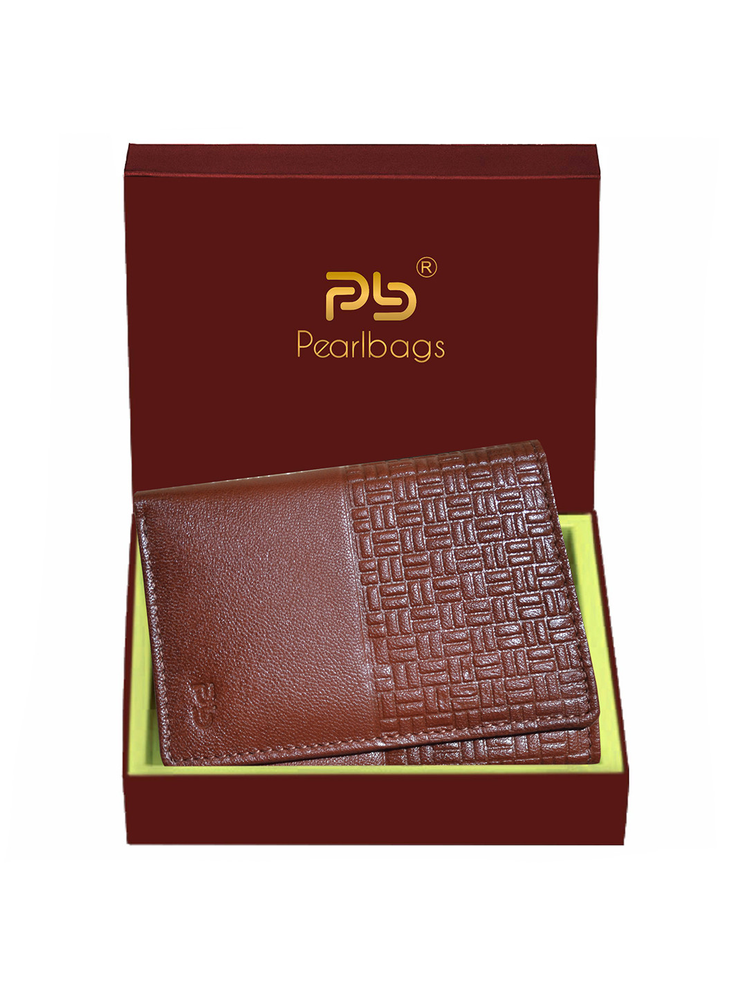 PB Pearlbags Men Genuine Leather Tri- Fold 8 Card Slots Wallet