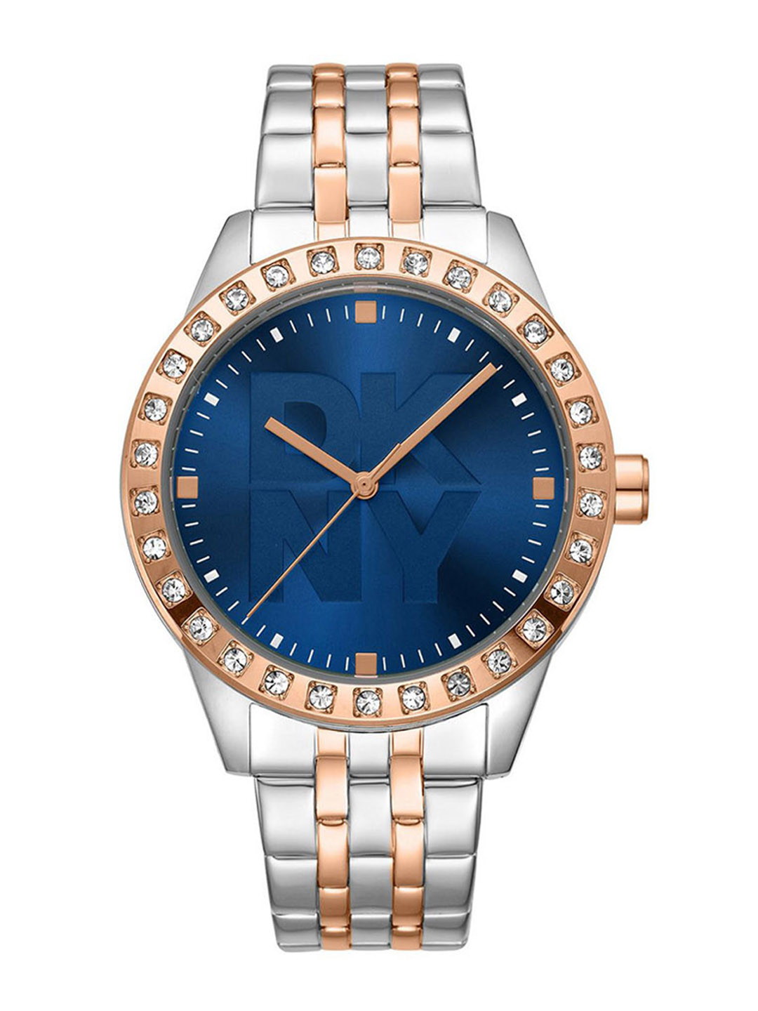 DKNY Women Parsons Glitz Brass Dial & Stainless Steel Straps Analogue Watch DK1L059M0085