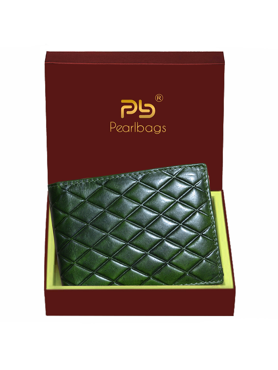 PB Pearlbags Men Genuine Leather Tri- Fold 6 Card Slots Wallet