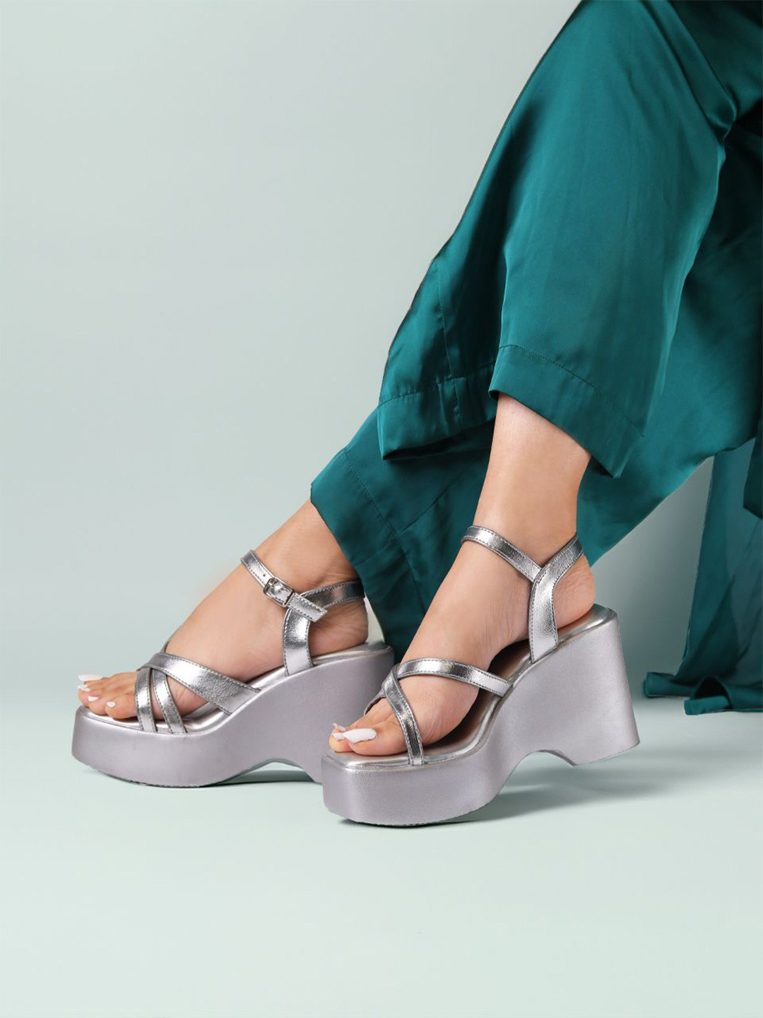 Monrow Zina Women Embellished Party Wedge Sandals