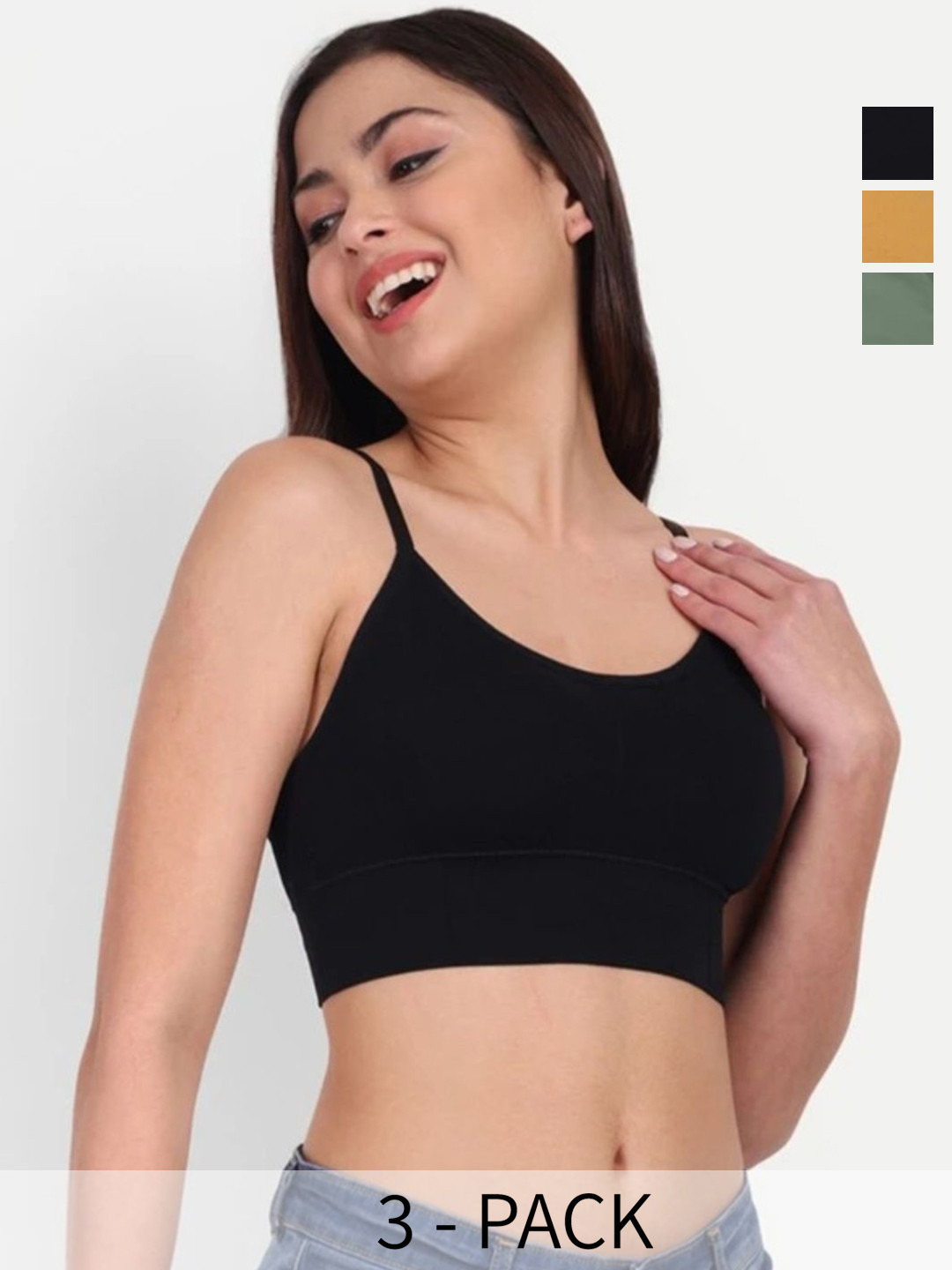 KALP CRAZE Pack Of 3 Lightly Padded Full Coverage Sports Bras