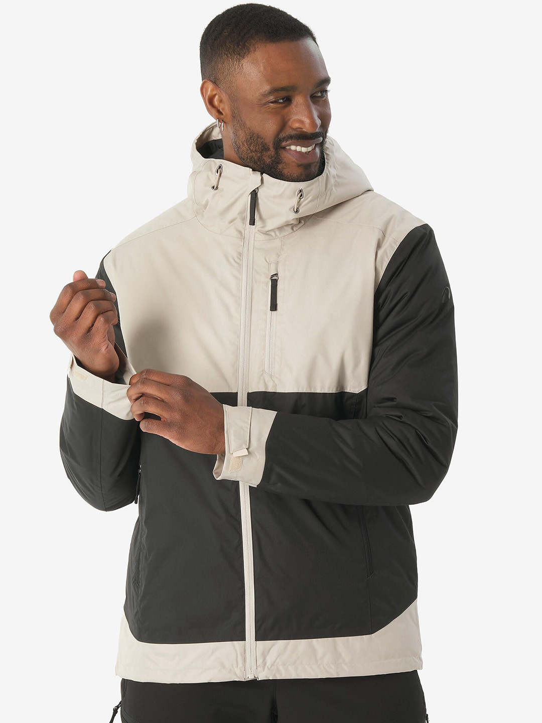 Decathlon QUECHUA Men Beige Waterproof Hiking Jacket Upto -10 deg C