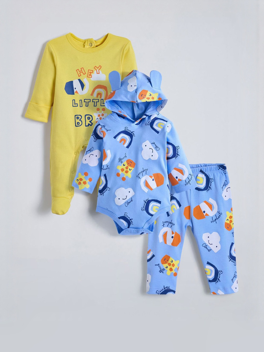 Hopscotch Boys Cotton Applique Onesie & Footie with Pants