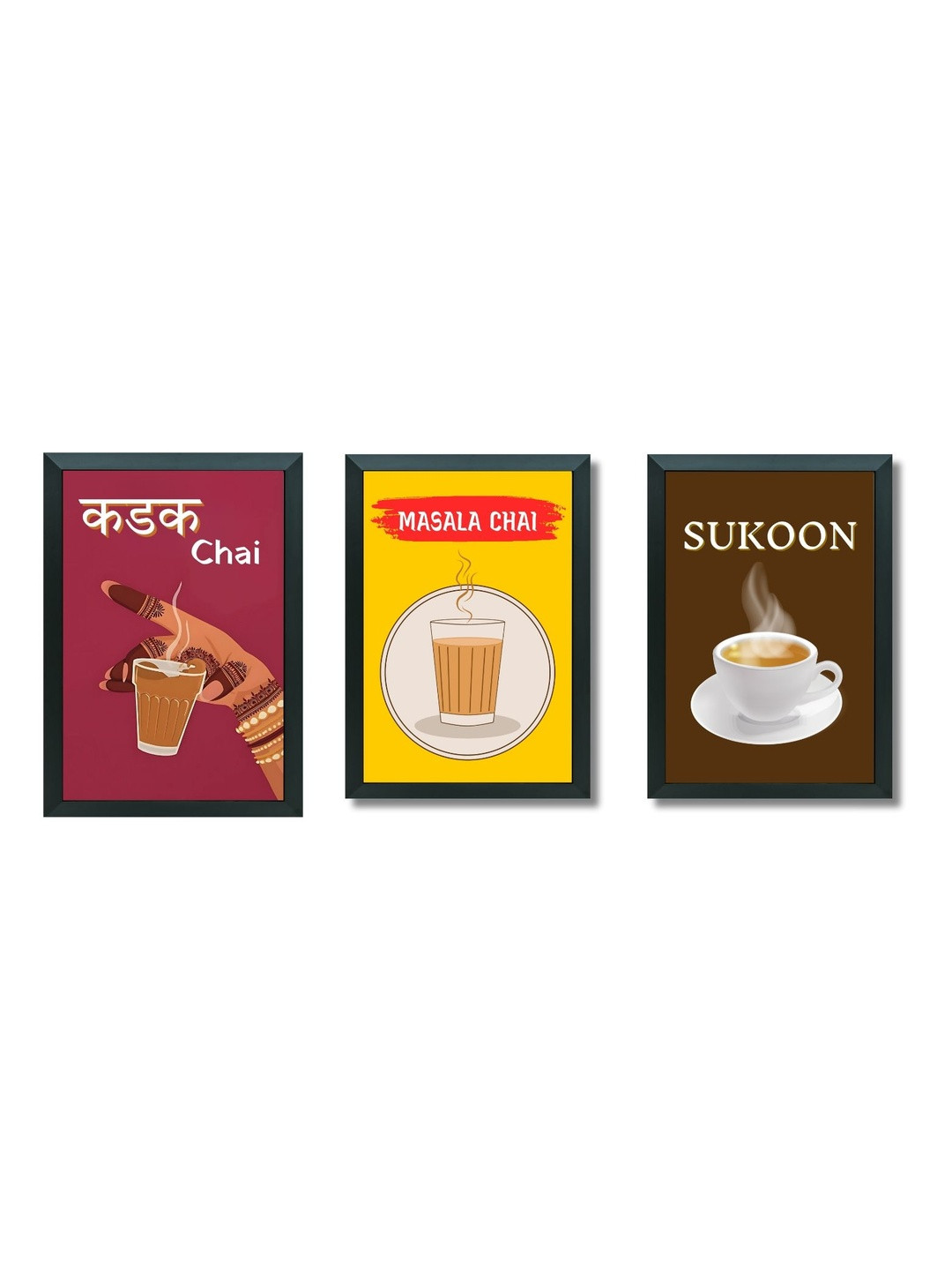 Aisha Decorz Black Set of 3 Rectangle Wood Wall Art