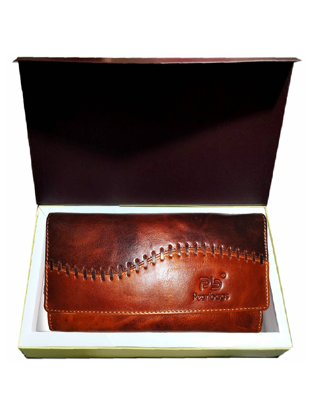 PB Pearlbags Women Genuine Leather Bi- Fold 8 Card Slots Wallet