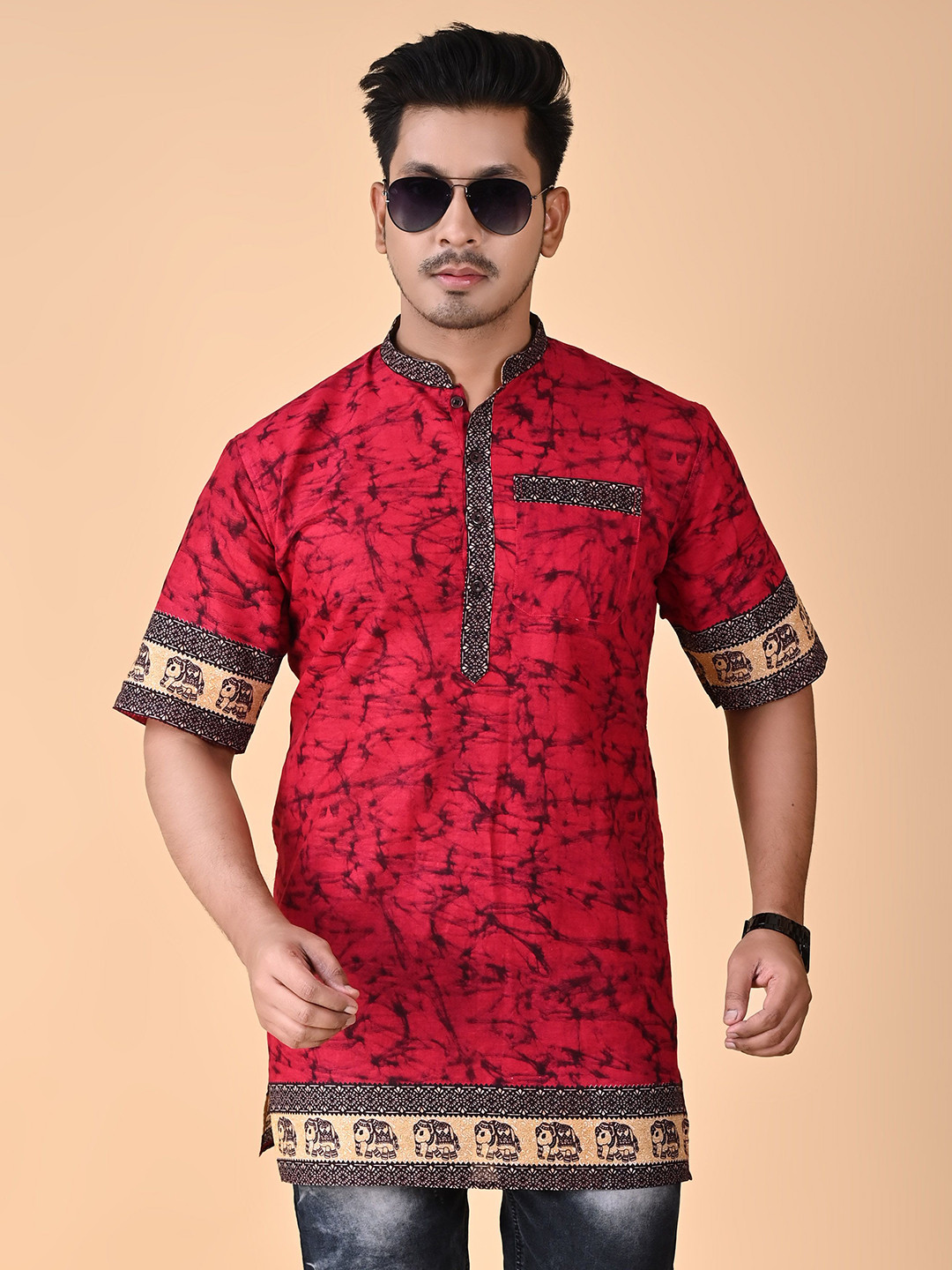 BAESD Men Animal Printed Pure Cotton Kurta