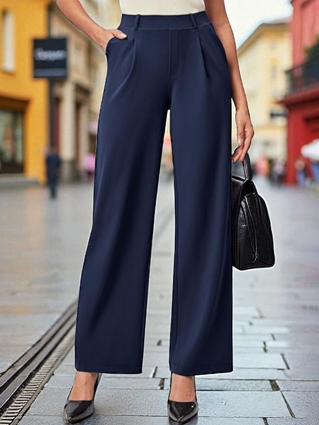 SQew Women Original High-Rise Relaxed Fit Trousers