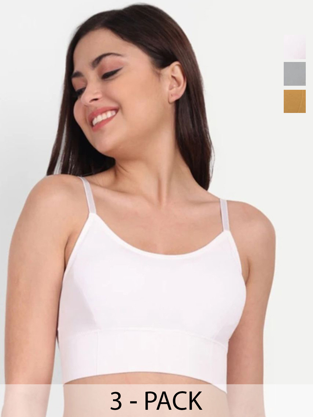 Megir Pack Of 3 Full Coverage Lightly Padded Lycra Sports Bralettes