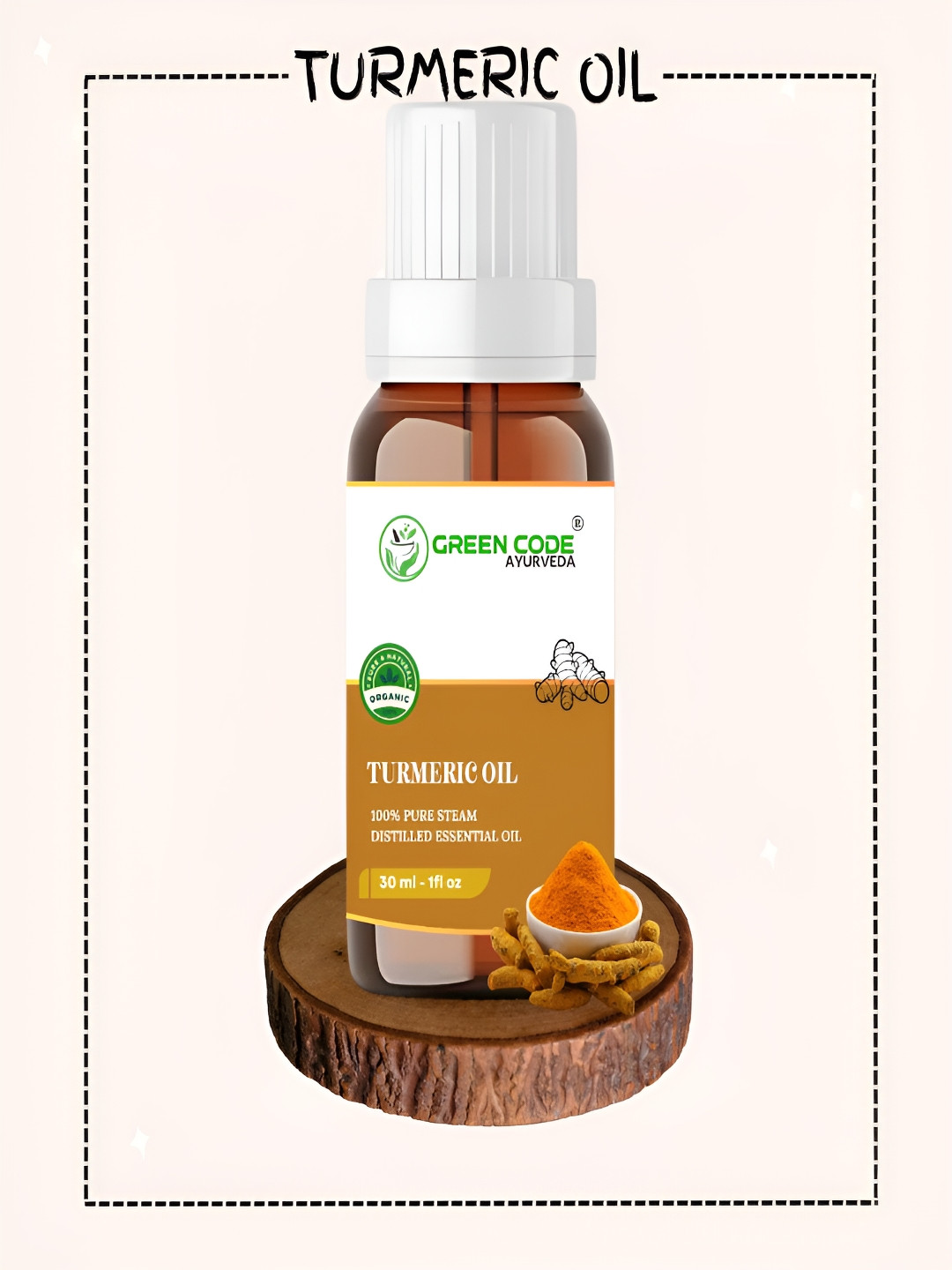 GREEN CODE AYURVEDA 100% Pure Steam Turmeric Distilled Essential Oil - 30 ml