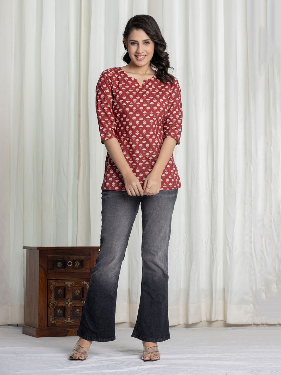 Krati Creations Women Floral Printed Cotton Kurti