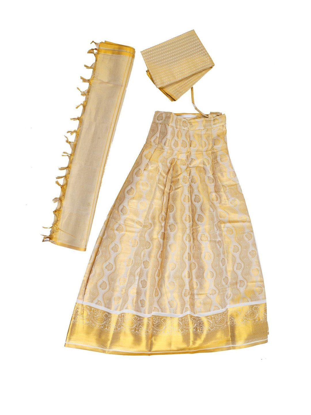 SKV ETHNIVERSE Woven Design Cotton Semi-Stitched Lehenga & Unstitched Blouse Tissue