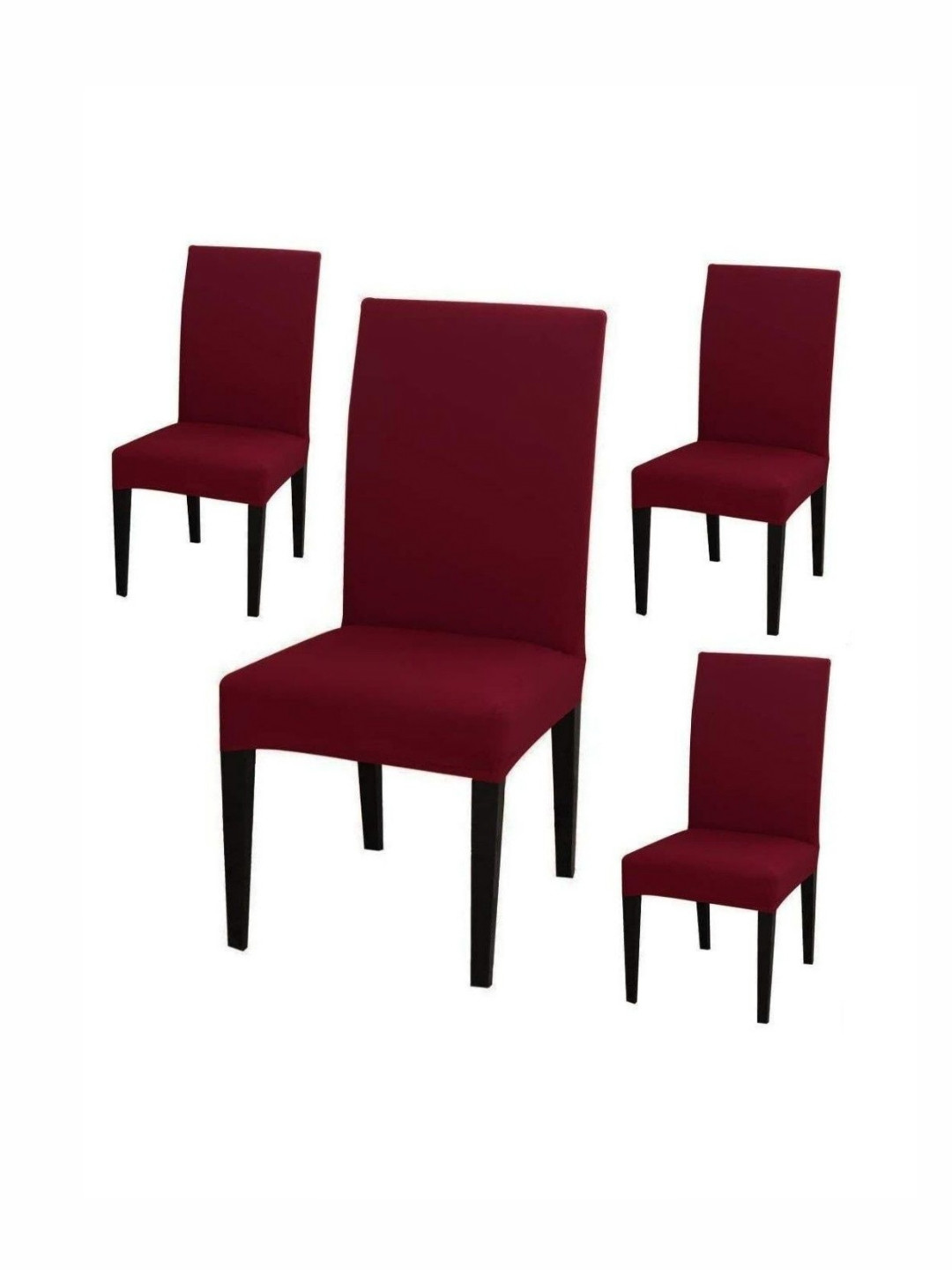UrbanArts 4 Pieces Maroon Stretchable Chair Cover